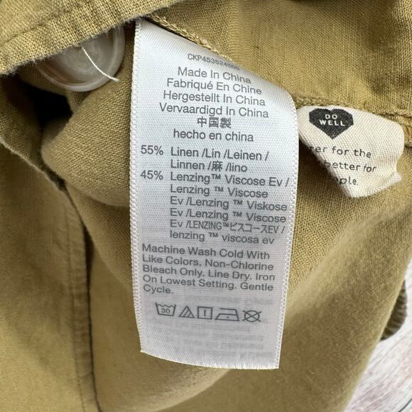 Madewell Linen-Blend Henley Slouch Shirt Womens Large Olive Surplus Green - Picture 9 of 12